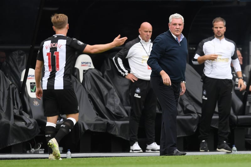 File photo dated 15-07-2020 of Newcastle United manager Steve Bruce with Matt Ritchie. Issue date: Friday March 5, 2021. PA Photo. Steve Bruce has insisted he will not walk away from Newcastle’s fight for Premier League survival after another tumultuous week on Tyneside. See PA story SOCCER Newcastle. Photo credit should read: PA Wire.