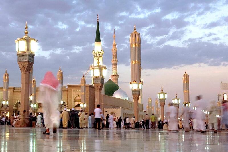 Worshippers visit the Prophet's mosque in Medina, Saudi Arabia. Hadi Mizban / AP Photo