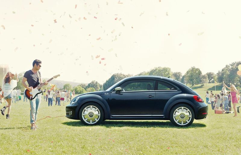 A Beetle Fender edition on display at a UK music festival. Volkswagen</p>