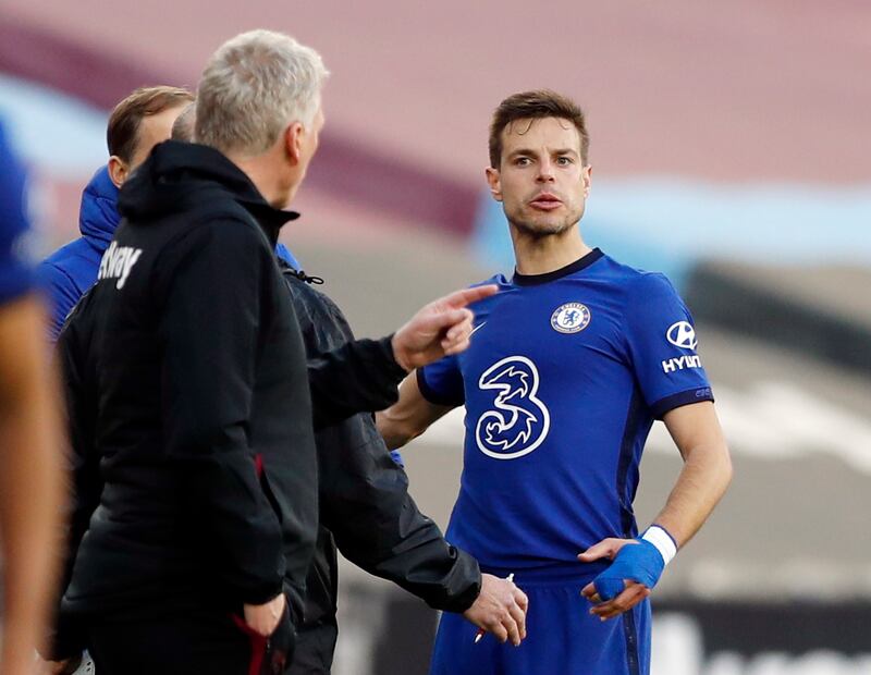 Cesar Azpilicueta - 7: Blocked Soucek chance in first half that West Ham claimed came off his arm – the referee and VAR didn’t feel deserved penalty. Played captain’s role in good Chelsea defensive show. Involved in touchline spat with David Moyes after being substituted. Reuters