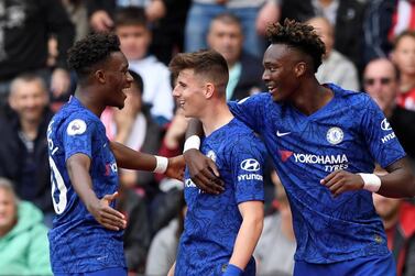 Mason Mount, centre, and Tammy Abraham, right, were both on the scoresheet for Chelsea at Southampton. Reuters