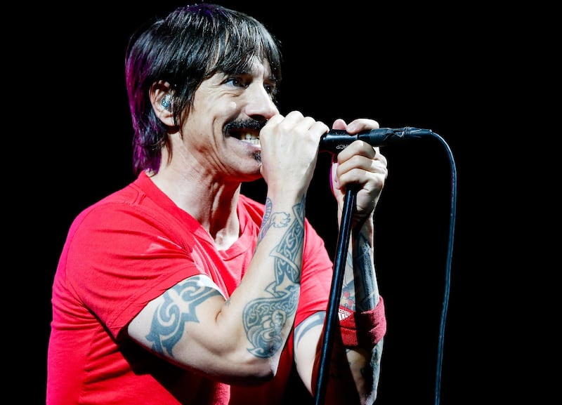 SAO PAULO, BRAZIL - MARCH 23: Anthony Kiedis singer of  Red Hot Chili Peppers performs during the Lollapaloosa Sao Paulo 2018 - Day 1 on March 23, 2018 in Sao Paulo, Brazil. (Photo by Alexandre Schneider/Getty Images)