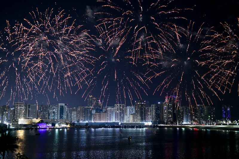 Fireworks display for UAE's 51st National Day on Al Maryah Island, Abu Dhabi. Khushnum Bhandari / The National
