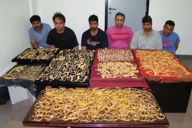 July 18, 2011-More than 11 million dirhams worth of jewels were stolen in a heist from a shop in Dubai International City last week after radiers rented a neighbouring building and brok through a dividing wall
Coutesy Dubai Police 