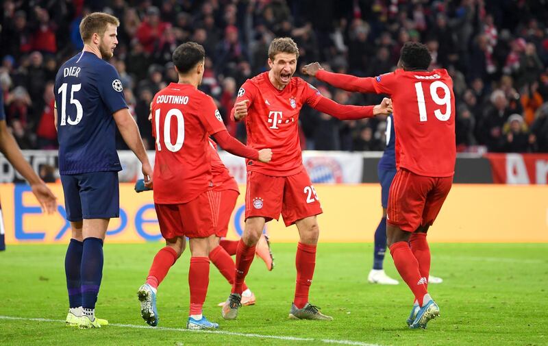 Thomas Muller of Bayern Munich celebrates after scoring his team's second goal. Getty Images