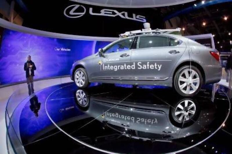 A Lexus SL 600 Integrated Safety driverless research vehicle on display at the Consumer Electronics Show, Las Vegas.