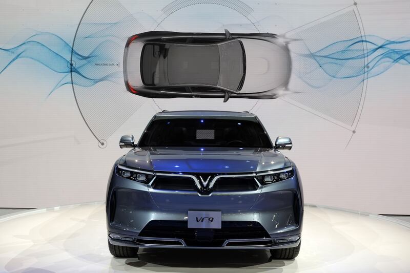 The VinFast VF 9 electric vehicle at the Consumer Electronics Show in Las Vegas. Getty Images / AFP
