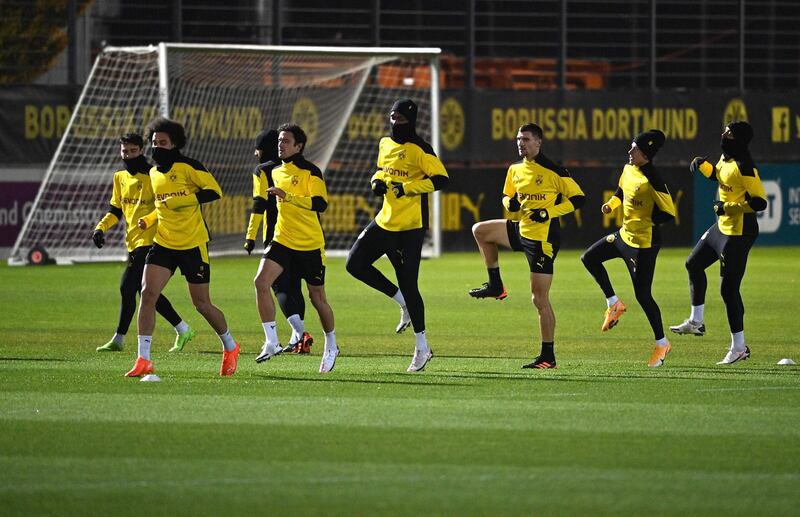 Dortmund players at training. AFP