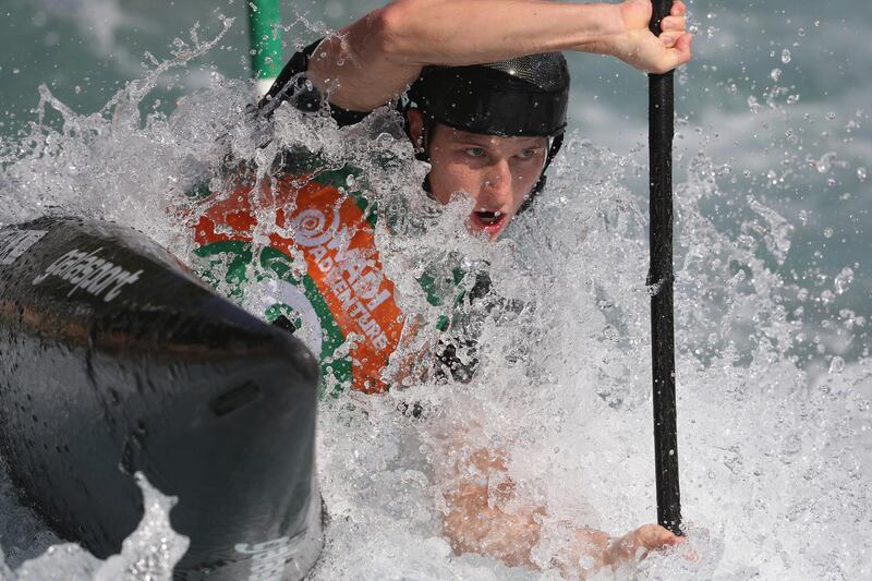 Adam Gonsenica of Slovakia in action during the Wadi Adventure International Canoe Slalom Winter Training Camp at Wadi Adventure, in Al Ain, UAE. 
 Francois Nel / Getty Images