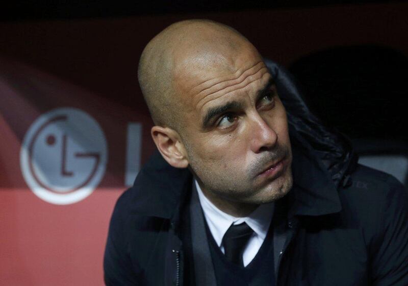 Bayern Munich manager Pep Guardiola shown during his team's goalless draw against Bayer Leverkusen on Saturday. Wolfgang Rattay / Reuters / February 6, 2016 