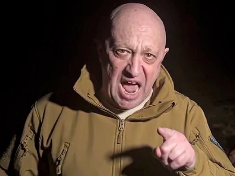 Yevgeny Prigozhin is heard on the video talking to his fighters. AP