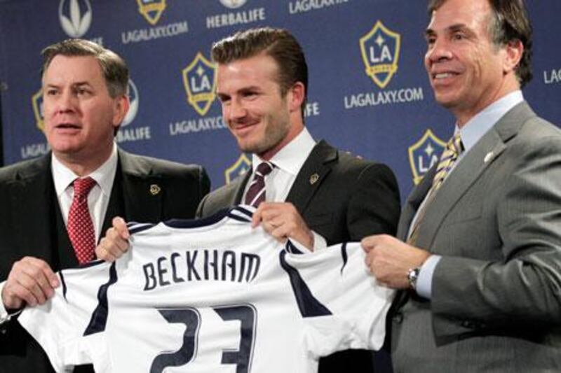 David Beckham, centre, has found a second homeland in California, spurning Paris Saint-Germain's millions to remain with the Los Angeles Galaxy.