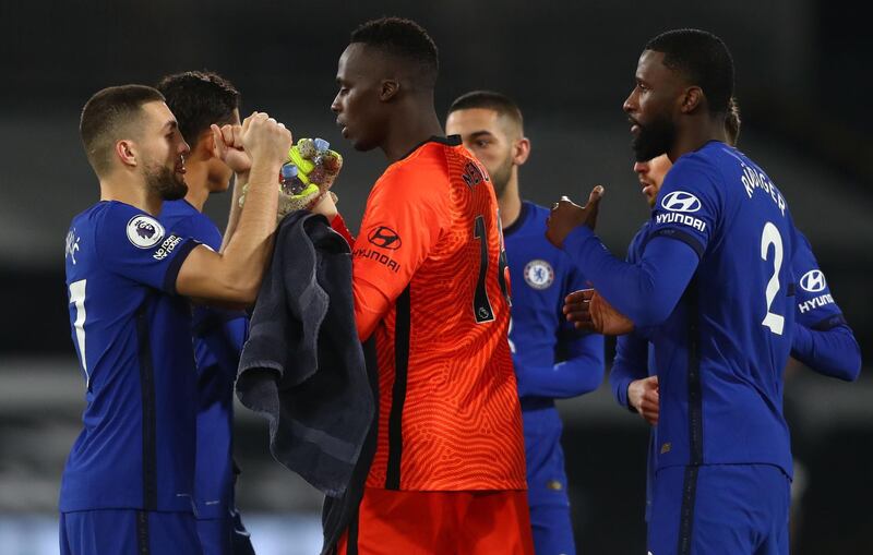 CHELSEA PLAYER RATINGS: Edouard Mendy 5 – Poor on the ball early on, he made up for it with his confidence when claiming crosses. However, he nearly gifted Fulham a goal when he tried, and failed, to clear but he got away with it. AFP