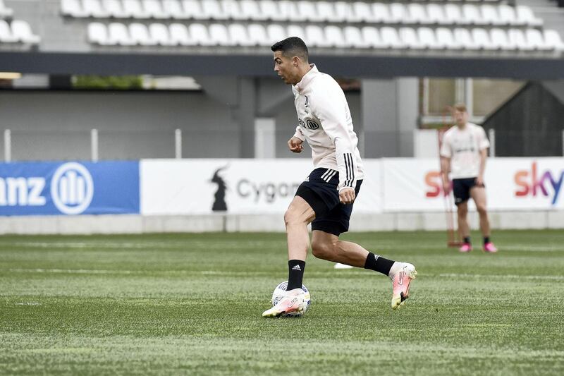 TURIN, ITALY - APRIL 30: Juventus player Cristiano Ronaldo during a training session at JTC on April 30, 2021 in Turin, Italy. (Photo by Daniele Badolato - Juventus FC/Juventus FC via Getty Images)