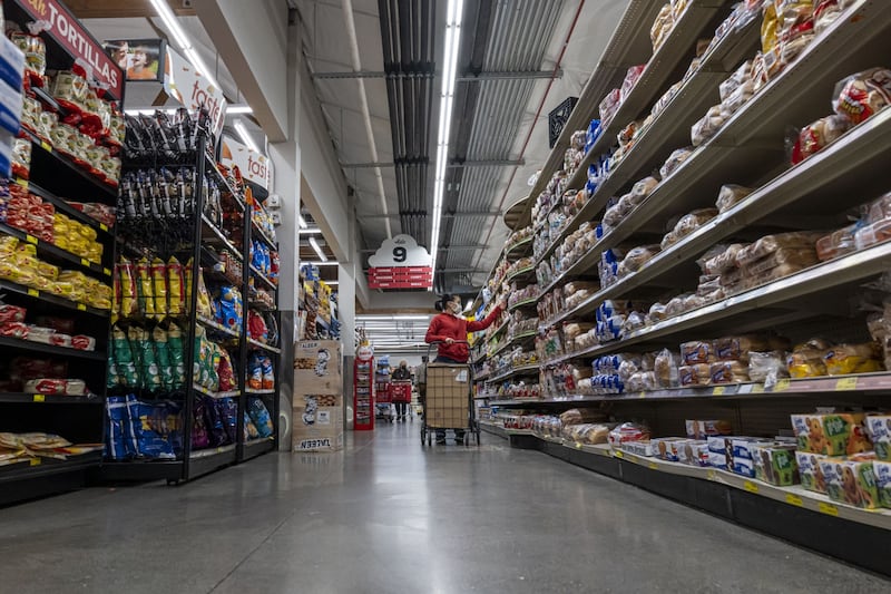 A customer shops for groceries at a store in San Francisco, California. US consumer prices rose last month at the fastest annual pace since 1990. Bloomberg