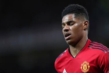Manchester United's Marcus Rashford expressed unhappiness after their defeat to Manchester City on Wednesday night. Jon Super / AP Photo