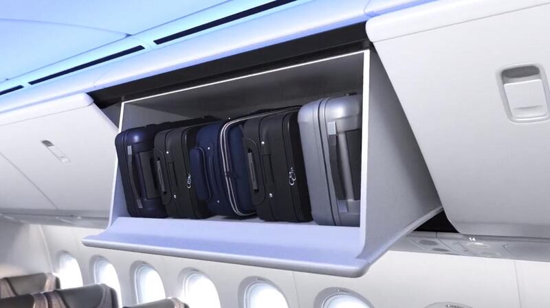 The new overhead bins. Courtesy Boeing