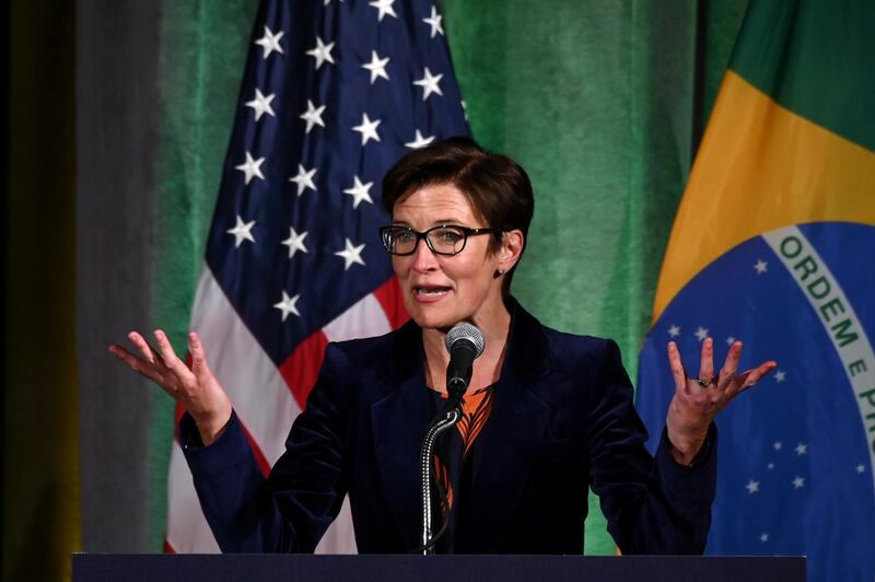 FILE PHOTO: Citigroup Latin America CEO Jane Fraser addresses a Brazil-U.S. Business Council forum to discuss relations and future cooperation in Washington, U.S. March 18, 2019. REUTERS/Erin Scott/File Photo