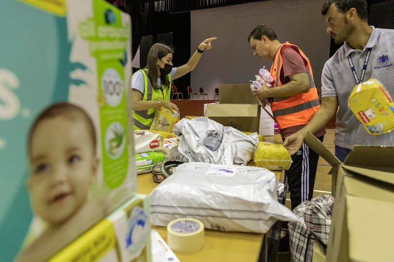 A drive-through donation drive for earthquake survivors in Turkey and Syria was held at Al Mawakeb Al Barsha School in Dubai.
All photos: Antonie Robertson / The National