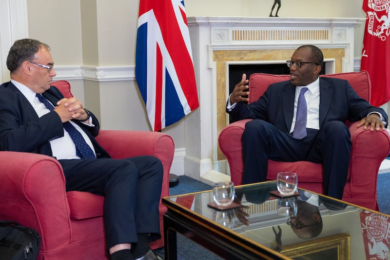 Mr Kwarteng meets Andrew Bailey, Governor of the Bank of England, at the Treasury in September. Photo: HM Treasury