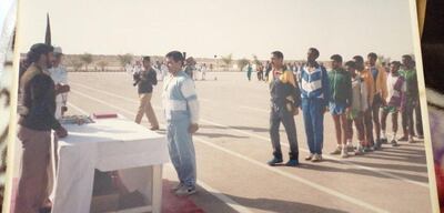 Sabri Razouq while being awarded for training a team in the UAE Armed Forces in 1988. Courtesy: Mr Razouq  