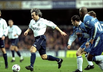 19 Dec 1998:  David Ginola of Tottenham Hotspur in action during an FA Carling Premiership match against Chelsea at Stamford Bridge in London, England.  The game finished in 2-0 win for the home side Chelsea. \ Mandatory Credit: Alex Livesey /Allsport