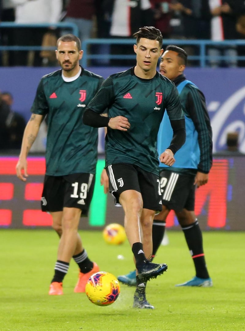 Juventus' Cristiano Ronaldo during the warm up. Reuters