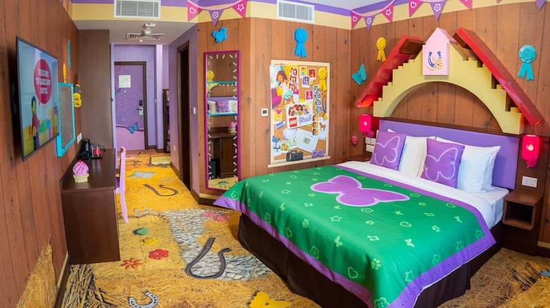 A Lego Friends-themed room at Legoland Hotel.