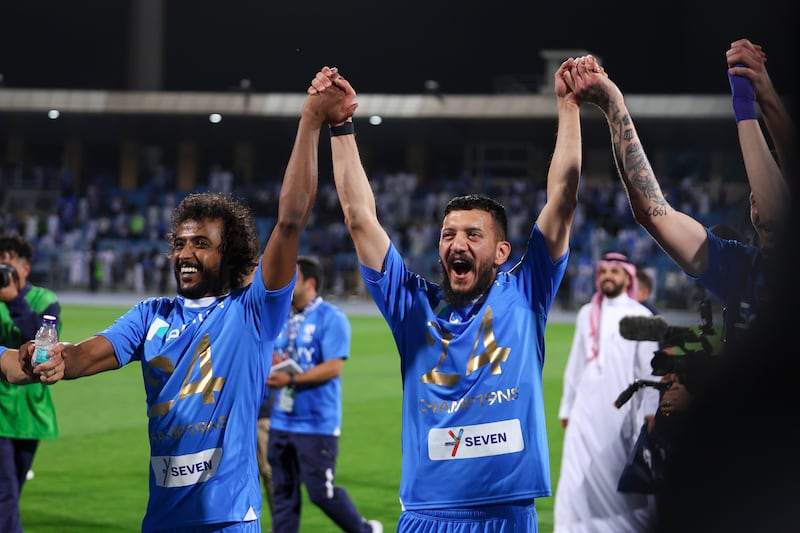 Al Hilal players after winning the Saudi Pro League. Getty Images
