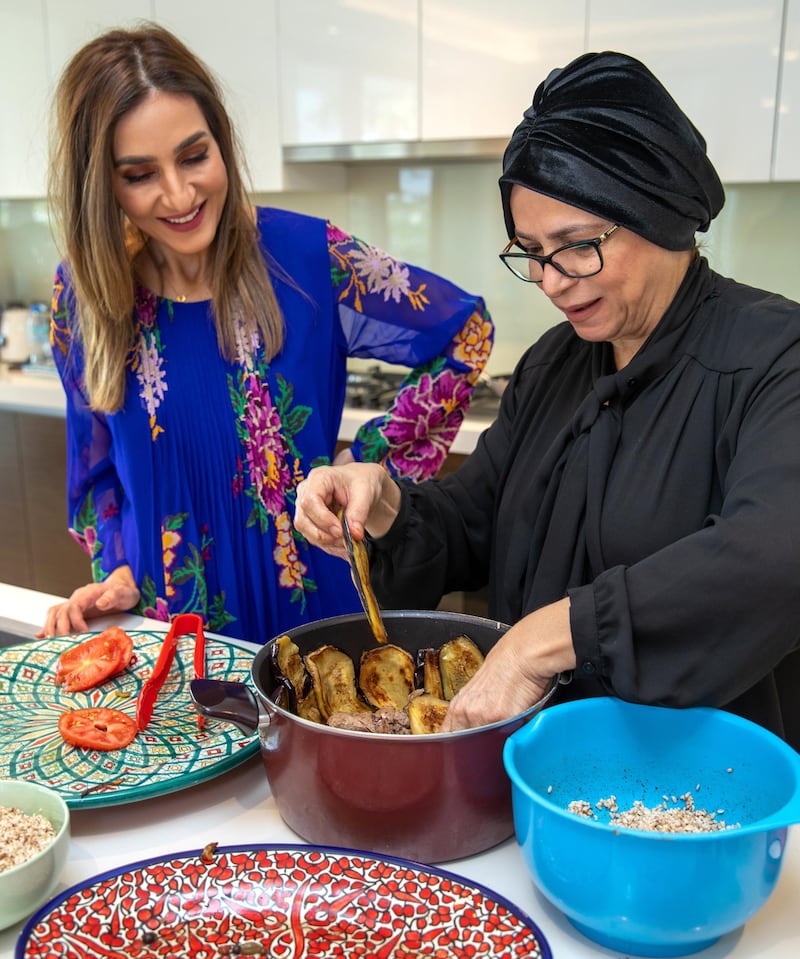 Abu Dhabi, United Arab Emirates, April 7, 2021.
Ramadan Recipes.  
Maqloobe (vegetable and meat rice dish)
Victor Besa/The National
Section:  AC
Reporter: