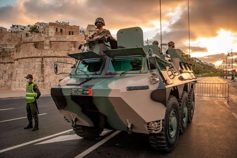 Moroccan soldiers patrol the city of Tangiers. AFP