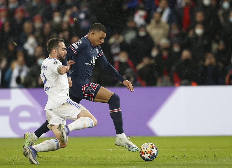 Dani Carvajal – 5. Toughest job of the night for the Spain international, playing directly against Mbappe. Some good recovery tackles, but got squared up too many times, even with help from Modric and Asensio. EPA