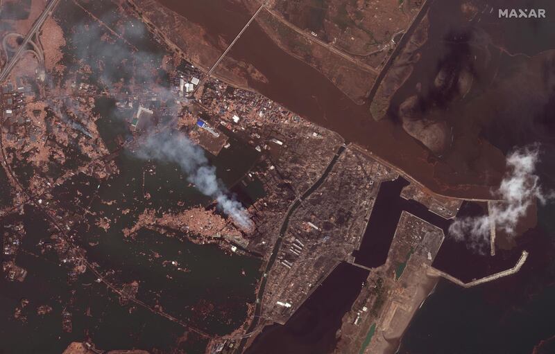 The city of Sendai after a tsunami, Miyagi Prefecture, Japan, on March 12, 2011.