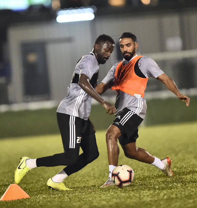 The UAE national team train in Shah Alam ahead of Tuesday's World Cup qualification opener against Malaysia in Kuala Lumpur. The match represents new manager Bert van Marwijk's first competitive fixture in charge. Courtesy UAE FA