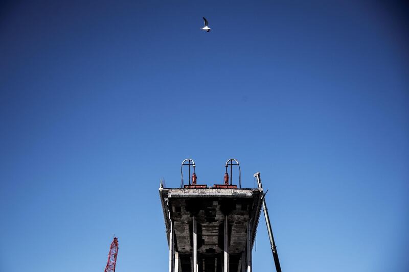 The west section of Morandi bridge is pictured in Genoa, Italy. AFP