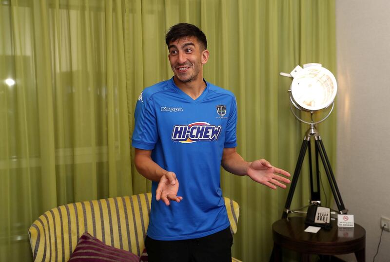 DUBAI , UNITED ARAB EMIRATES , NOV 28  – 2017 :- Emiliano Tade player of Auckland City team during the interview at Ghaya Grand Hotel in IMPZ in Dubai. (Pawan Singh / The National) Story by John McAuley