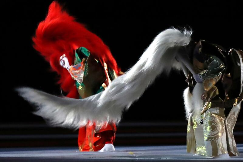 Kabuki dancers perform in the opening ceremony. AP Photo