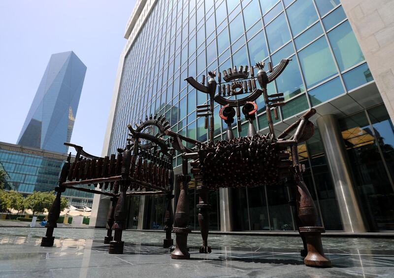 Dubai, United Arab Emirates - Reporter: Alexandra Chaves. Arts and Lifestyle. Gonalo Mabunda, Throne and Throne of Stars in the sculpture park. Art Dubai 2021 opens at the DIFC. Tuesday, March 30th, 2021. Dubai. Chris Whiteoak / The National