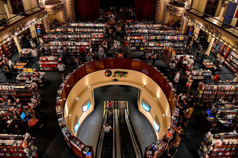 TOPSHOT - View of the "El Ateneo Grand Splendid" bookstore in Buenos Aires, Argentina. AFP