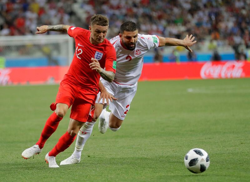 Kieran Trippier - 7: Fine start to the World Cup for England's right wing-back. Neat and tidy, and set pieces always looked dangerous. AP