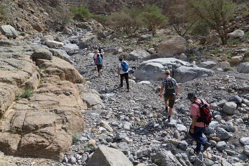 A hike in Ras Al Khaimah's leopard canyon. Reporter: Haneen Al Dajani. 7 April 2017. Photo: PJ van Schalkwyk for The National *** Local Caption ***  PP5_5354-Edit.jpg