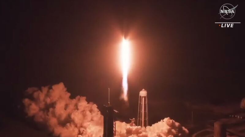 Skies above the Kennedy Space Centre lit up after the rocket lifted off. Photo: nasa