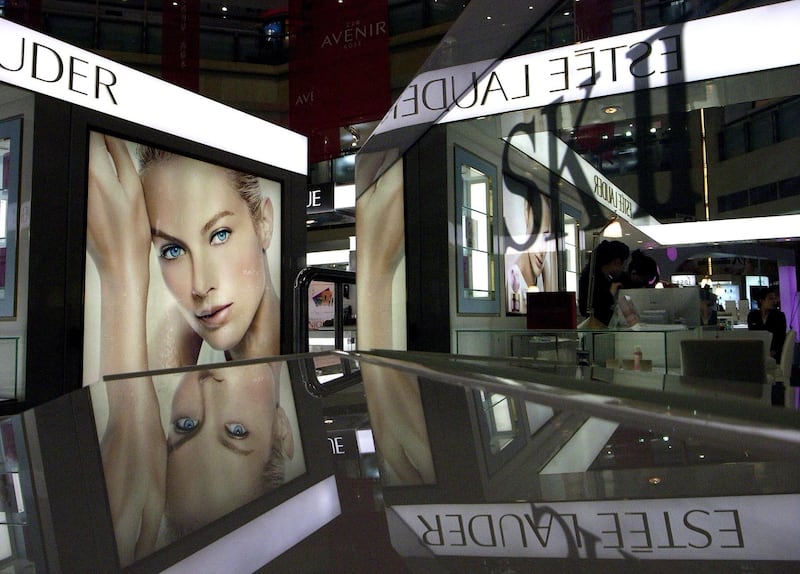 BEIJING, CHINA - SEPTEMBER 26: (CHINA OUT) A SK-II logo is reflected on a counter of Estee Lauder at a shopping mall on September 26, 2006 in Beijing, China. Proctor & Gamble China announced it would suspend the sale of its cosmetic SK-II in China after neodymium and chromium were detected in 12 kinds of SK-II products.  (Photo by China Photos/Getty Images)