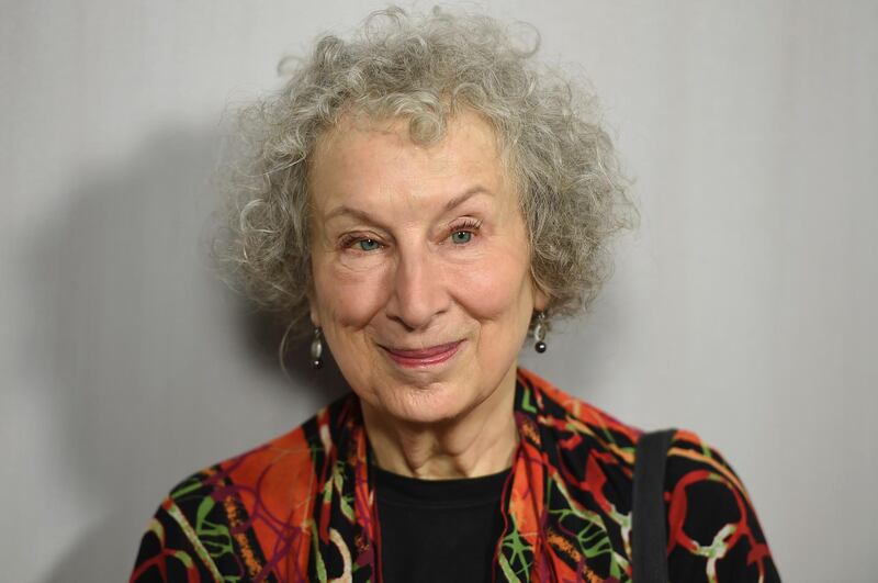 FILE - In a Sunday, Oct. 14, 2018 file photo, Margaret Atwood arrives at the 16th Annual Hammer Museum Gala in Los Angeles. Booker Prize winners Margaret Atwood and Salman Rushdie are contenders again for the coveted fiction trophy. Rushdie, who won in 1981 for â€œMidnightâ€™s Children,â€ makes the 13-book longlist for his latest novel, â€œQuichotte.â€ Atwood won in 2000 for â€œThe Blind Assassinâ€ and is nominated for â€œThe Testaments,â€ a follow-up to â€œThe Handmaidâ€™s Tale.â€ Eight women and five men are on the list, and the winner will be announced Oct. 14, 2019. (Photo by Jordan Strauss/Invision/AP, File)