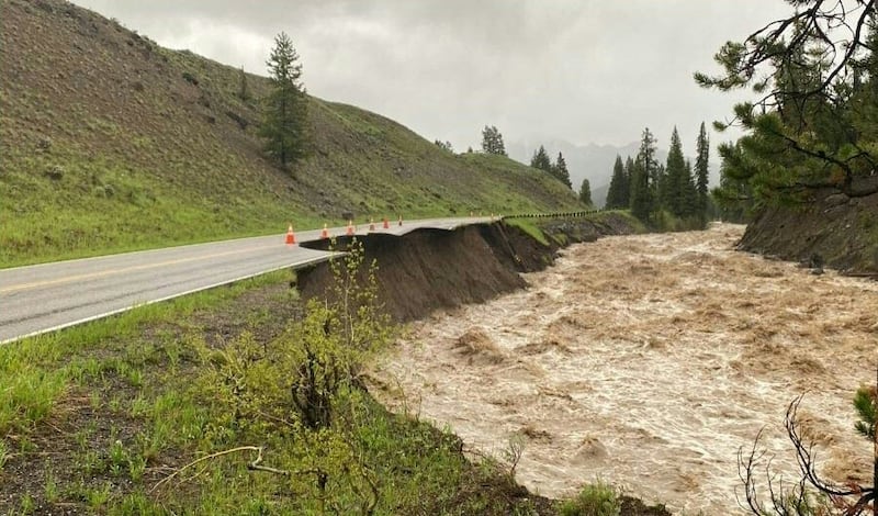 Yellowstone National Park closed all five of its entrances after record floods overwhelmed bridges and roads. AFP / National Park Service