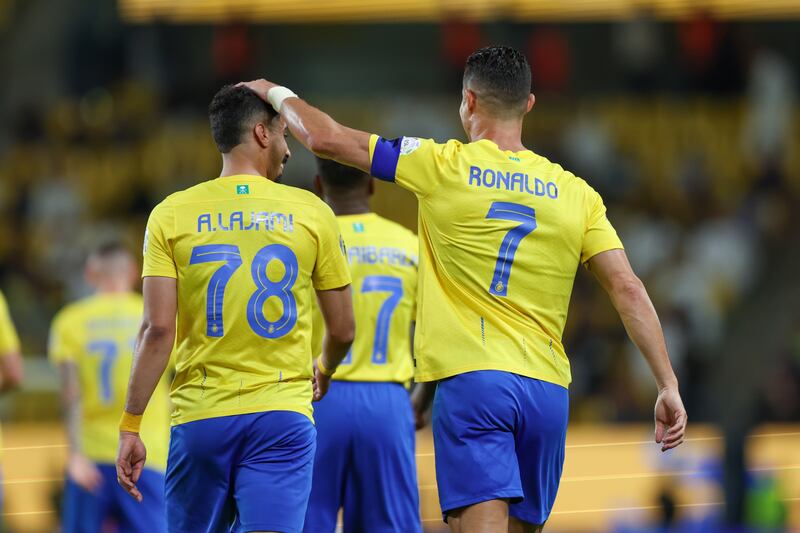 Cristiano Ronaldo took his career goals tally to 884 for club and country after the hat-trick for Al Nassr. Getty Images