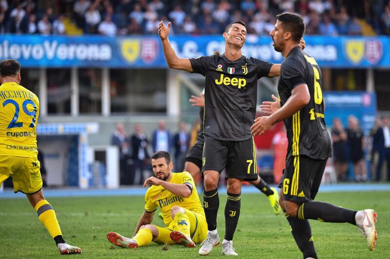 Cristiano Ronaldo reacts after missing a shot against Chievo.  AFP