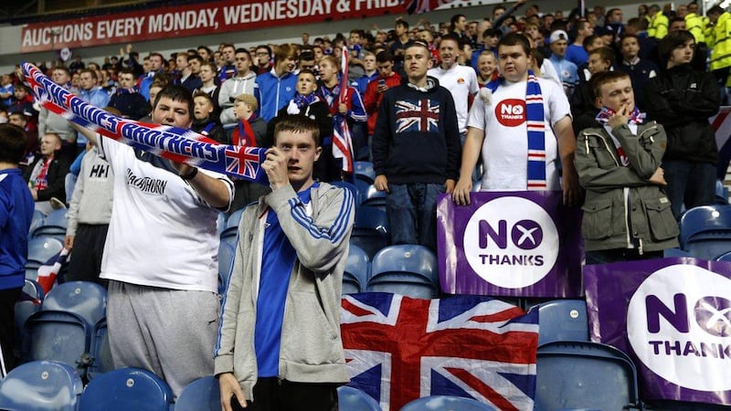 Rangers fans display No Thanks posters during their match against Inverness Caledonian Thistle in the Scottish Premier League on Tuesday. Russell Cheyne / Reuters / September 16, 2014 