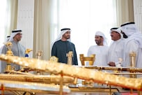 President Sheikh Mohamed congratulates camel racing team in Abu Dhabi