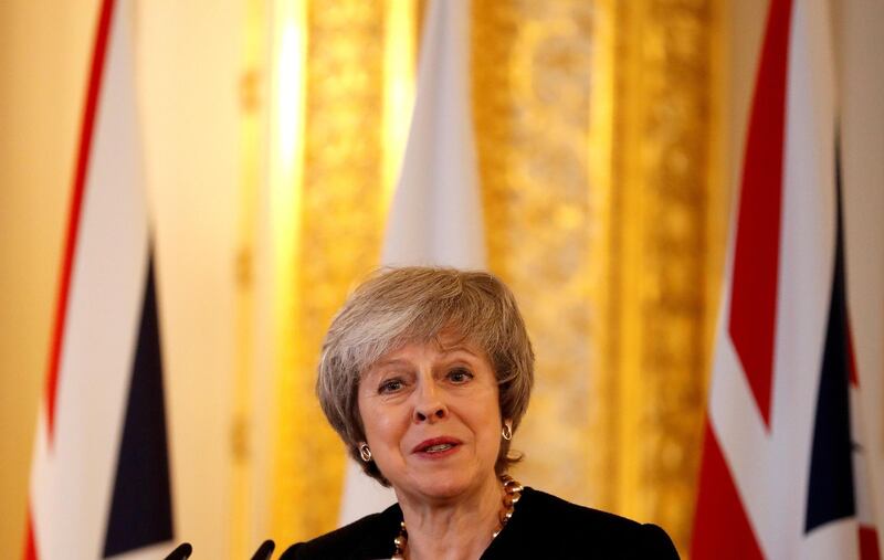 Britain's Prime Minister Theresa May speaks during a joint press conference with and Poland's Prime Minister Mateusz Morawiecki attend at the UK-Poland Inter-Governmental Consultations at Lancaster House in central London on December 20, 2018. / AFP / POOL / Alastair Grant
